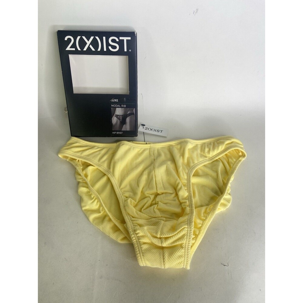 2xist Modal Luxe Hip Rib Brief Bikini Underwear Pale Banana Yellow Mens Size XL